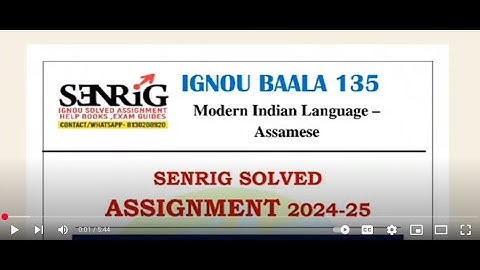 IGNOU BAALA 135 Solved Assignment 2024-25 ASSAMESE Medium |  IGNOU BA