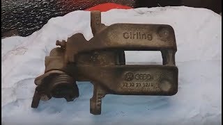 Ремонт Закисшего Ручника Ауди / Задний Суппорт Ремонт / Rusty Audi 100 Brake Caliper Restoration