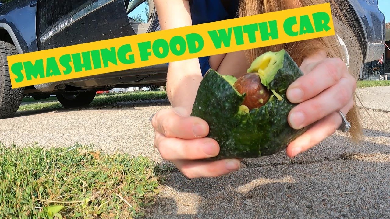 Smashing rotten food with my car tire! 🥚🍊🍊🥑🤮