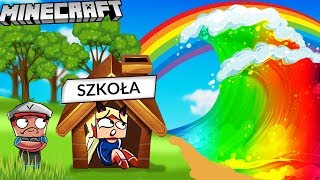 SZKOŁA VS TĘCZOWE TSUNAMI -  MINECRAFT TSUNAMI CHALLENGE | Vito VS Bella screenshot 3