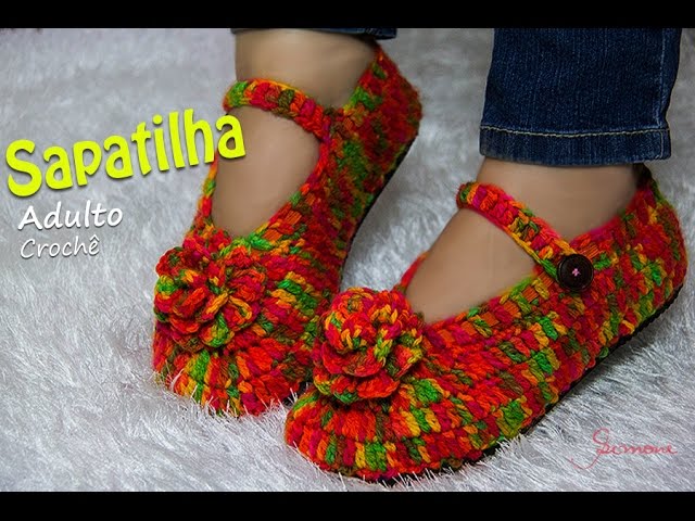 Sapatilha Adulto de Crochê com Sola | Parte 1 | Professora Simone - YouTube