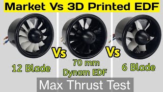 Dynam 70 mm Electric Ducted Fan Thrust test | 12 Blade Vs 6 Blade 3D Printed propeller | 2600KvMotor