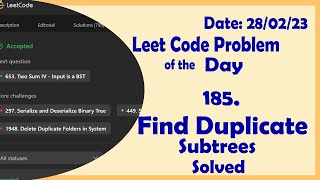 652 || Find Duplicate Subtrees || C++ || Leetcode Daily Challenge