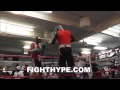 Adrien broner toys with sparring partner and showboats for floyd mayweather