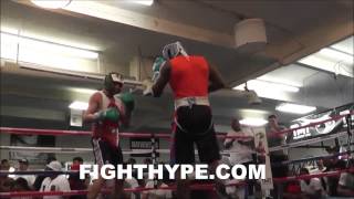 ADRIEN BRONER TOYS WITH SPARRING PARTNER AND SHOWBOATS FOR FLOYD MAYWEATHER