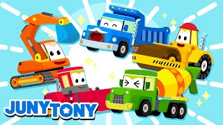 The Construction Vehicles Team | Colorful Vehicles Song | Car Songs for Kids | JunyTony