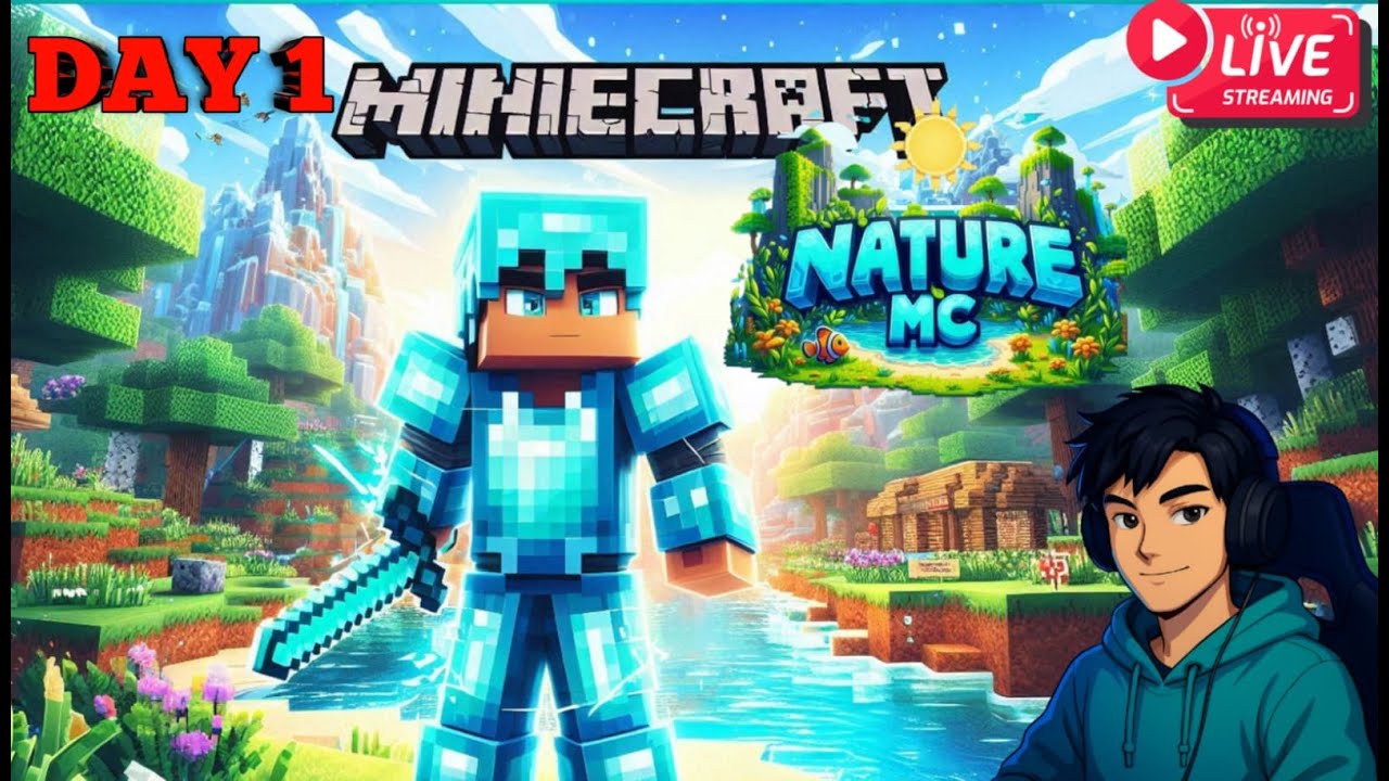 NATURE MC SERVER LIVE DAY 1 | MINECRAFT LIVE STREAM JAVA-PE | 24/7 SMP ...
