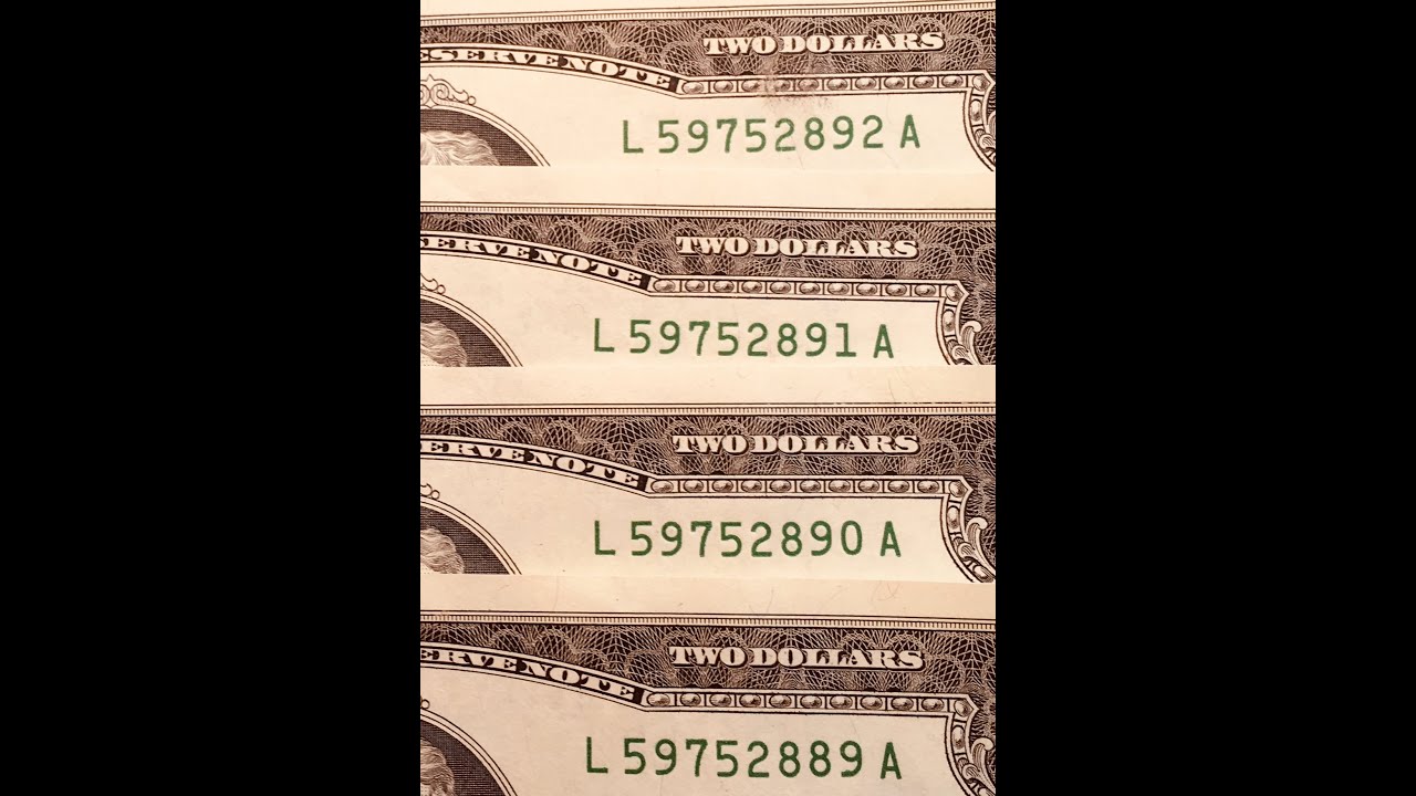 Us Consecutive Serial Numbers - Valuable?  United States $2 Bills - Not Valuable!