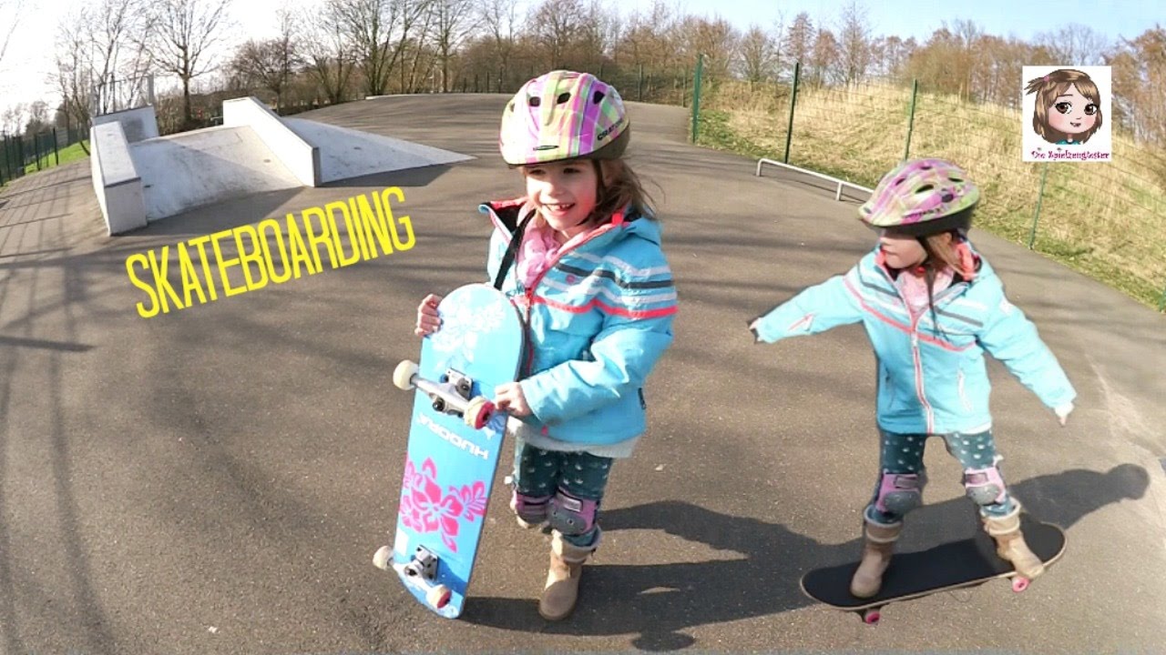 SKATEBOARDING 🏂 Hannah übt Skateboard fahren - 1. Versuche auf der Skaterbahn - Skatergirl