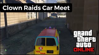 Never visit a car meet in a clown van on GTA Online!