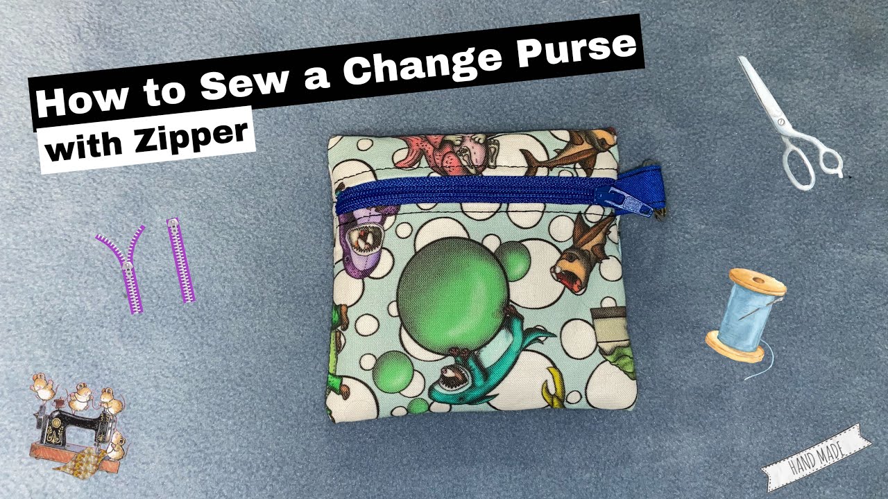 How to sew a change purse with zipper, an easy to follow sewing