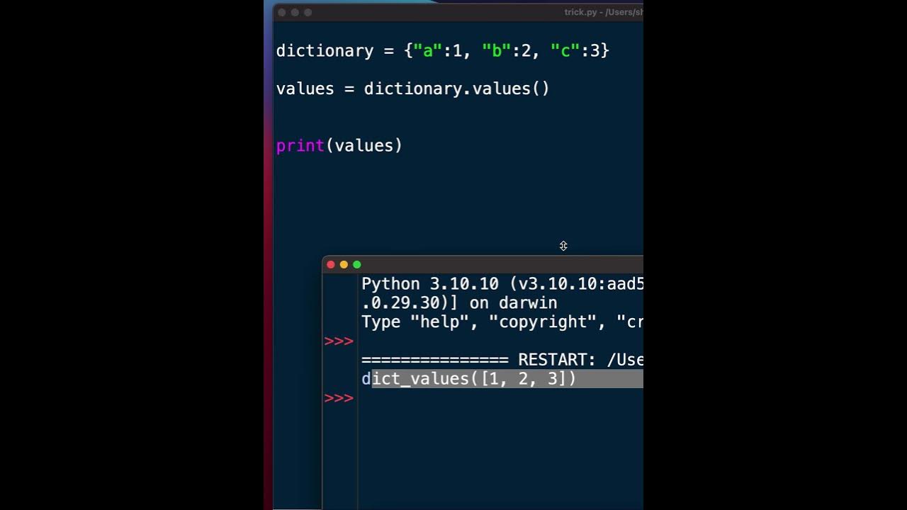 Get values of a dictionary in a single line python programming 