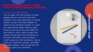 2020 Self Improvement - Simple Personal Self Development Principles