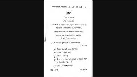 Maths Honours Semester 4 , Questions Paper  10 , (2019 - 2022) , BBMKU University