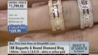 R7285 Sonia Bitton 18K WG or YG 1 00ct Baguette Round Cut Diamond Band