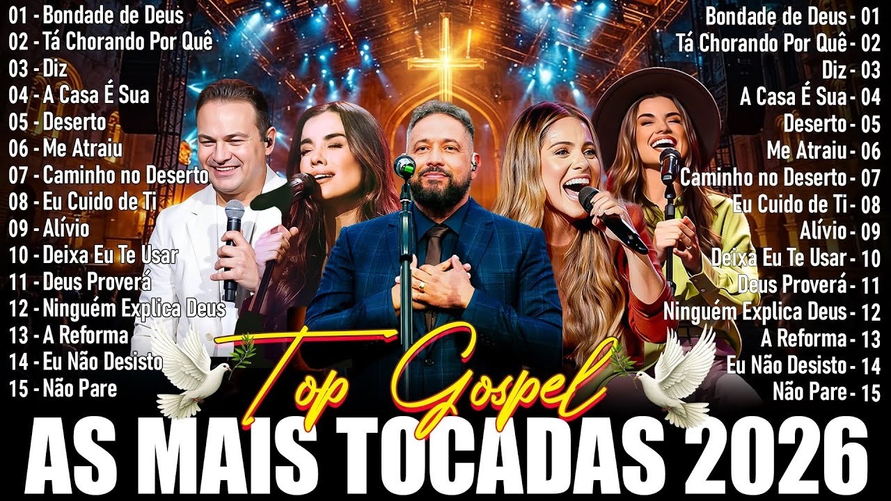 As Melhores Músicas Gospel, Top 50 Louvores de Adoração 2026,HINOS - Fernandinho, Gabriela Rocha,...
