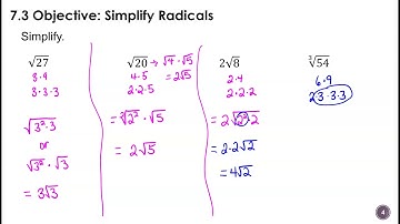 7.3 Simplifying Radical Expressions #1