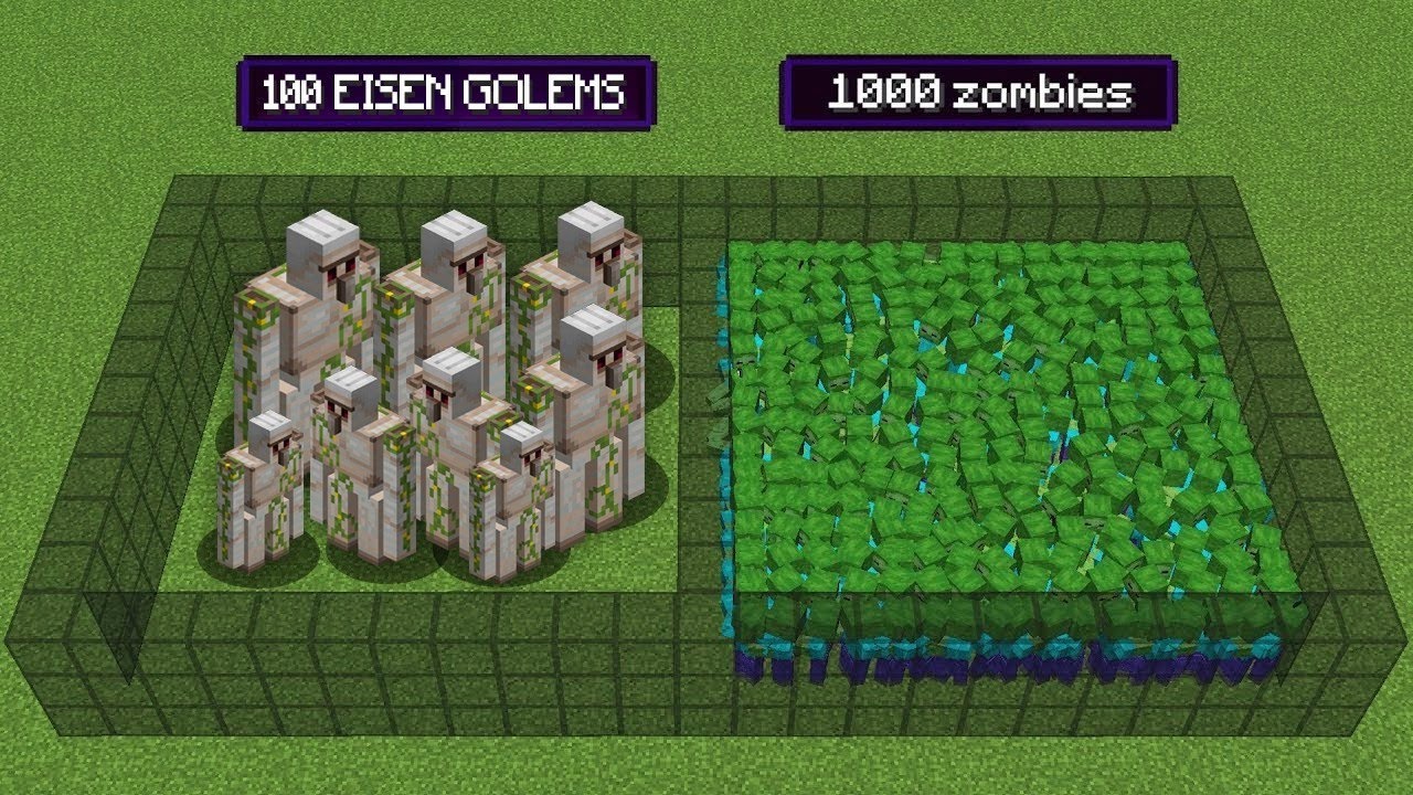 100 EISENGOLEMS vs. 1000 ZOMBIES! (Minecraft)