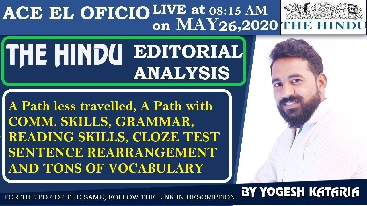 #aceeloficio Editorial Analysis ||SSC|| BANK ||The Hindu || YOGESH KATARIA - YouTube
