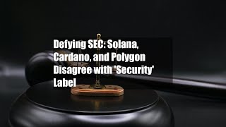 Defying Sec Solana Cardano And Polygon Disagree With security Label