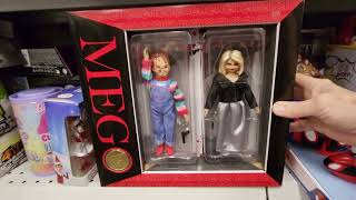 Chucky And Tiffany Creepy Poseable 8 Action Figures - Mego Horror Halloween Fun