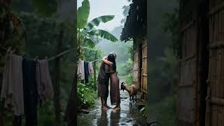Rainy Day Fishing Return Husband And Wife In A Peaceful Village