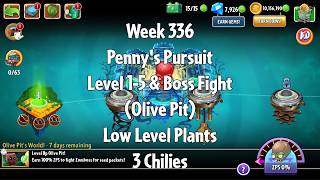 PvZ2 Penny's Pursuit Week 336 (Olive Pit) - Level 1-5 & Boss Fight - 3 Chilies