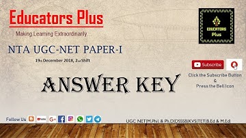 UGC NET GENERAL PAPER ANSWER KEY  (19/12/2018)