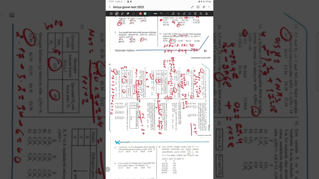 Güvən 2023 test toplu -Qazların sıxlığı. Nisbi sıxlıq.Qaz qarışıqları sual izahı 1_34