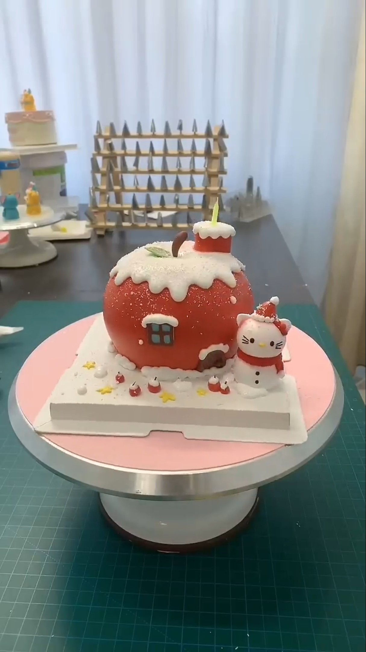 Christmas apple cake making process Cake training Cake with a full Christmas atmosphere #shorts