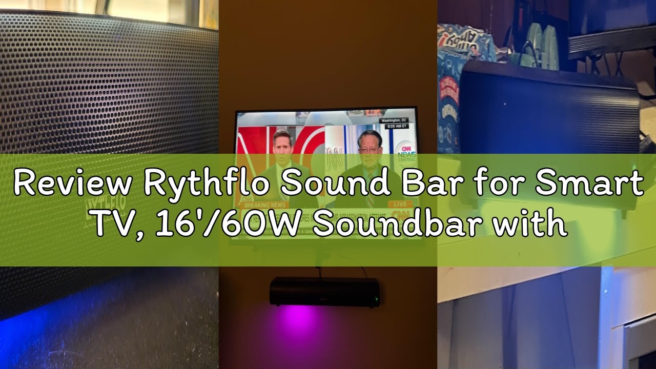 Review Rythflo Sound Bar for Smart TV, 16'/60W Soundbar with Impactful Bass, Dynamic Light and Remot