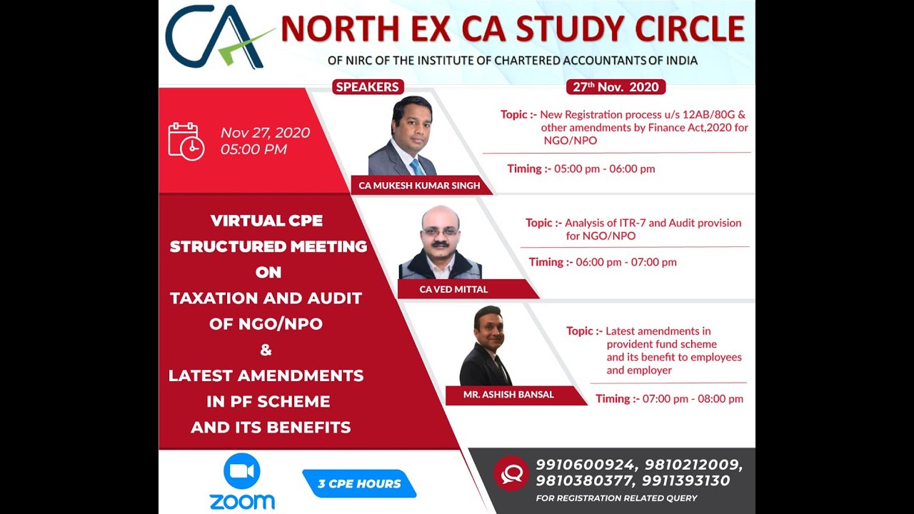 VCM organized by North Ex CA Study Circle on 27th November 2020, (Friday)