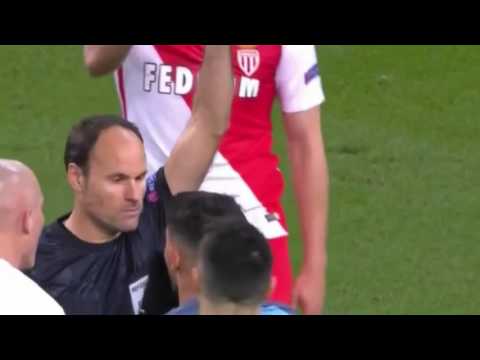 Aguero Yellow Card - Manchester City vs Monaco - UCL- 21-02-2017 HD