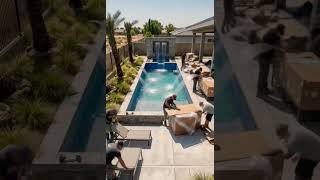 एक खाली जमीन का आलीशान बदलाव: BACKYARD 🏡 to MODERN POOL Transform 😍 | DIY #shorts #reels #viral 🔥🏠🙏