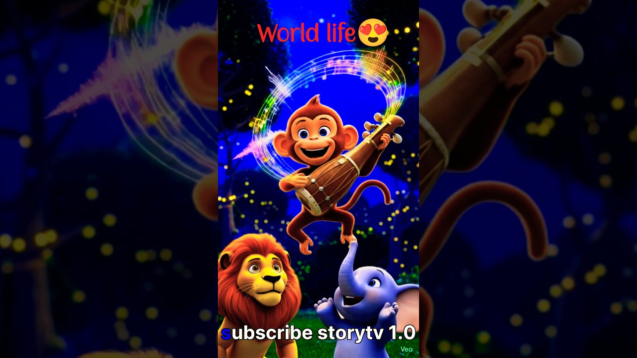 cute monkey celebration new year in jungle and invite all animals in new year 😍😍