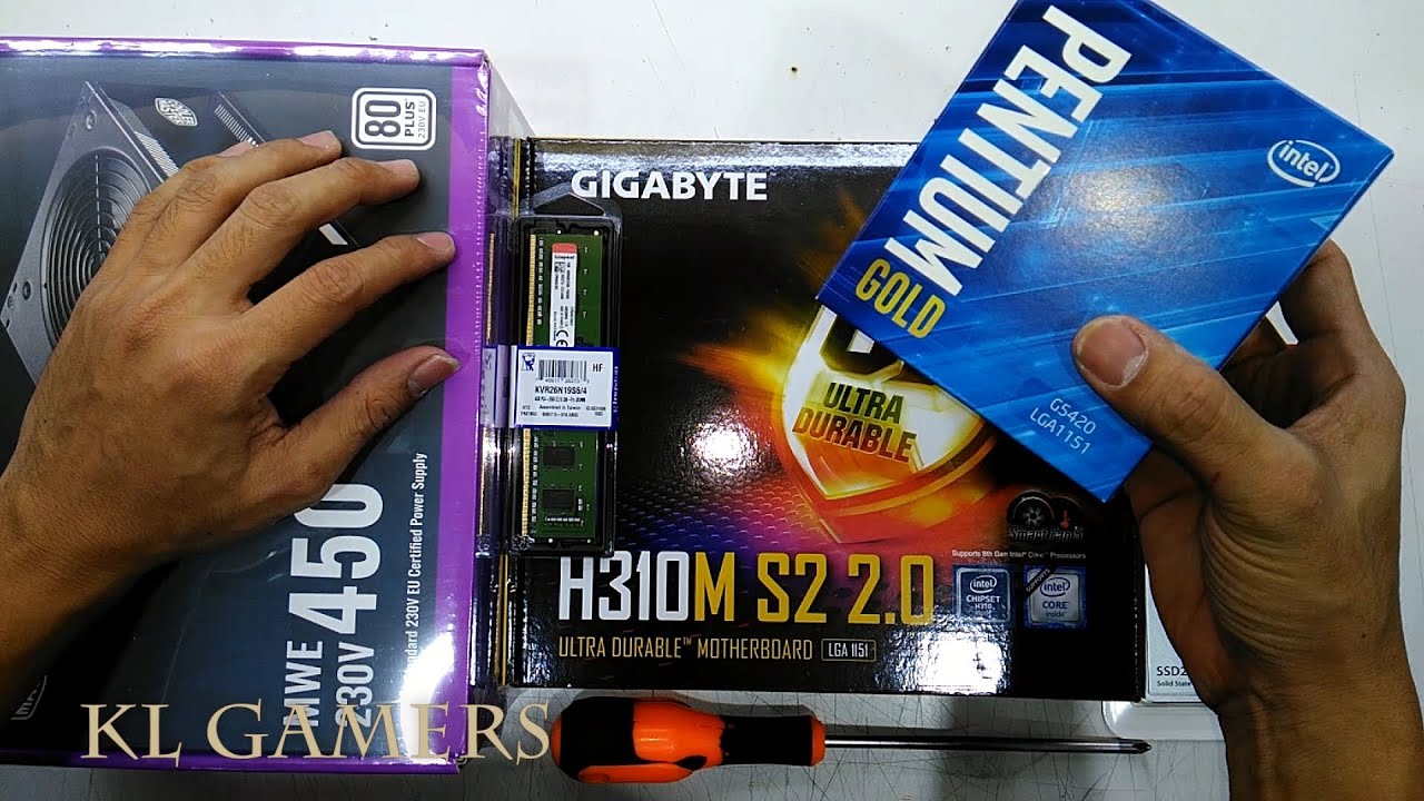 intel PENTIUM GOLD G5420 GIGABYTE H310M S2 2.0 Transcend SSD MWE 450 Cooler Master Elite 361 Build - YouTube