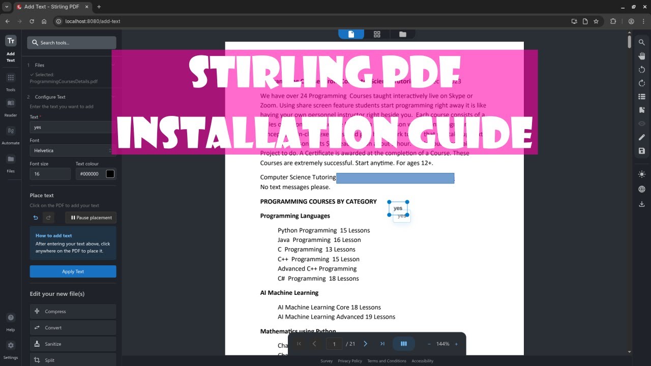 Stirling PDF Installation Tutorial – Self-Host Your Open Source PDF ...