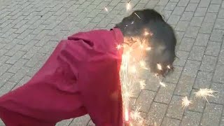 Firefighters demonstrate fireworks safety