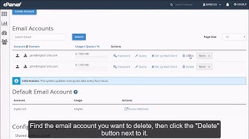 cPanel Email - Delete an Email Account
