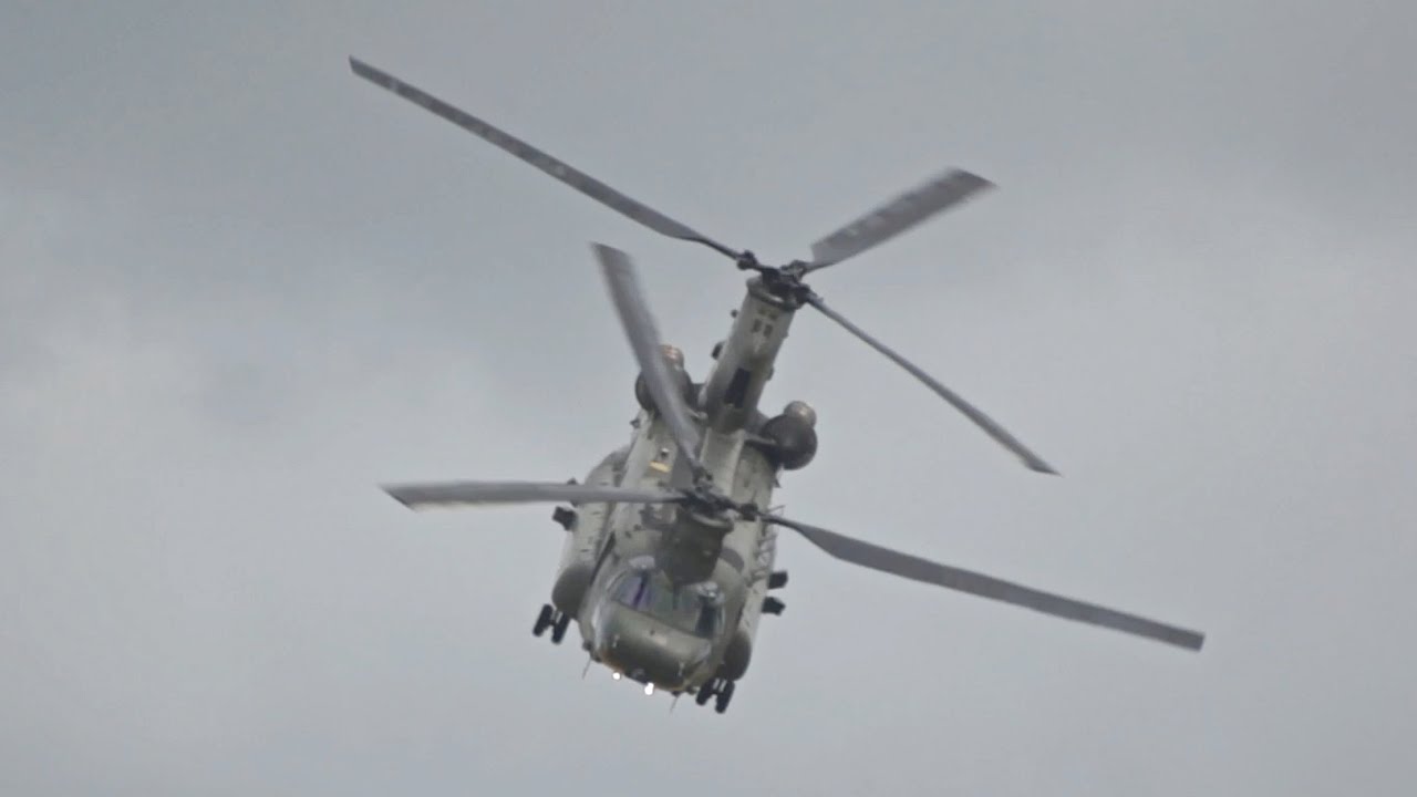Chinook Display Team Royal Air Force flying at RNAS Yeovilton Air Day 2015