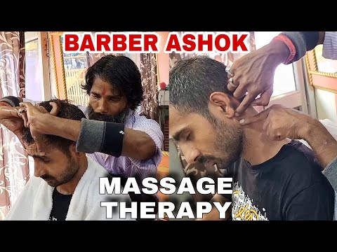 Indian Barber,Head,Body,Hand And Year Massage,Every moves like manoj master Great Barber  Ashok 😴