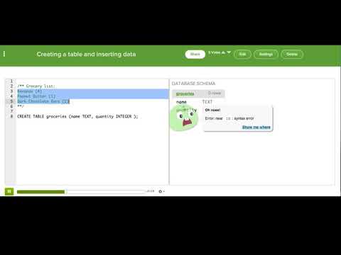 Creating a table and inserting data | Computer Programming | Khan Academy - All In One