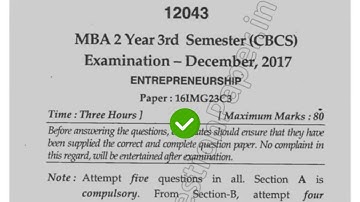 2017 Mdu MBA 3rd Sem Enrepreneurship Question Paper #MduQuestionPaper