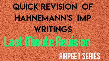 Last Minute Revision of Dr Hahnemann