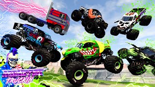 Monster Jam INSANE Racing, Freestyle and High Speed Jumps #31 | BeamNG Drive | Grave Digger screenshot 5