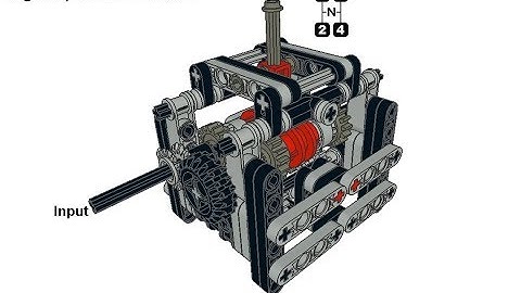 Lego 4-speed gearbox version B, progressive gear steps