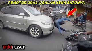 KAPOK...! Aksi Pemotor Ugal-Ugalan Berujung Celaka