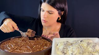 STICKY CHOCOLATE CAKE & ICE CREAM | MUKBANG | ASMR | EATING SOUNDS