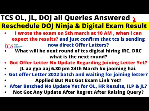 TCS OL, Joining Letter, Reschedule DOJ, TCS BPS, MBA, Ninja & Digital, Exam & Result Queries Solved🔥