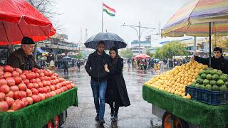 Extreme Rain Walk in Kurdistan Bazaar 💧 Pure Street Chaos!